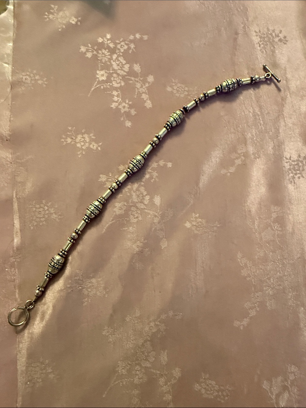 Silver Beaded Toggle Bracelet